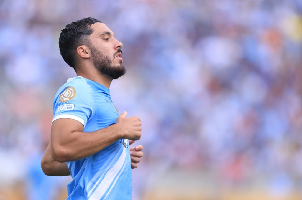 Rayan Cherki playing for Man City.
