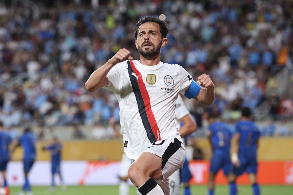 Bernardo Silva celebrates a goal for Manchester City v Al-Hilal at the FIFA Club World Cup.