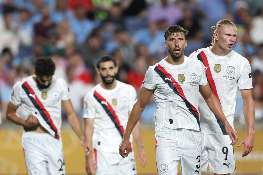 Ruben Dias, Erling Haaland, Josko Gvardiol and Rayan Ait-Nouri during Manchester City v Al-Hilal.