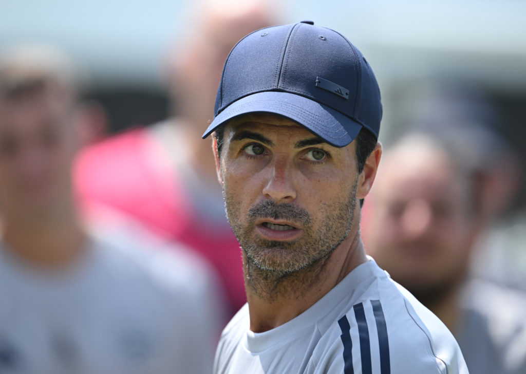 Mikel Arteta during an Arsenal training session.