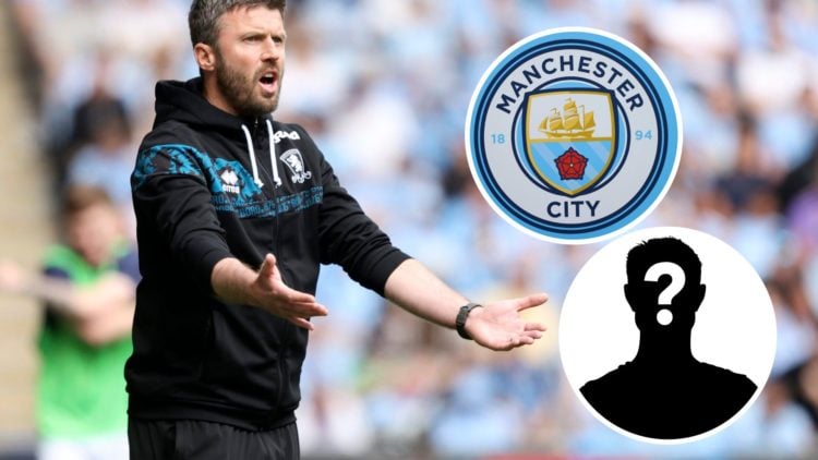 Michael Carrick looking annoyed during Middlesbrough's Premier League match against Coventry City (main image) with insets of mystery player (top r...