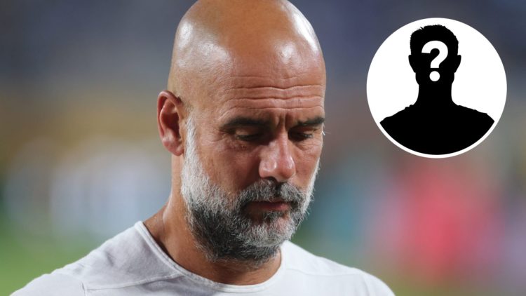 Manchester City's Pep Guardiola looking on during Manchester City's FIFA Club World Cup match against Al-Hilal (main image) with mystery player ins...