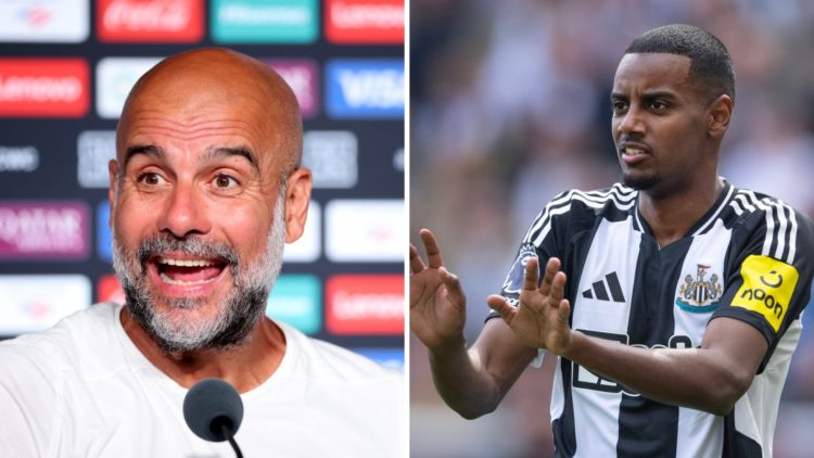 Split image of Pep Guardiola and Alexander Isak