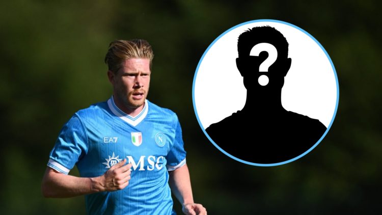 Kevin De Bruyne playing in a pre-season friendly for Napoli. Inset: Mystery figure.
