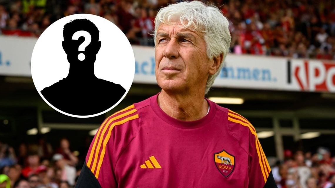 Gian Piero Gasperini before a Roma pre-season match (main image) mystery player inset (top left corner)