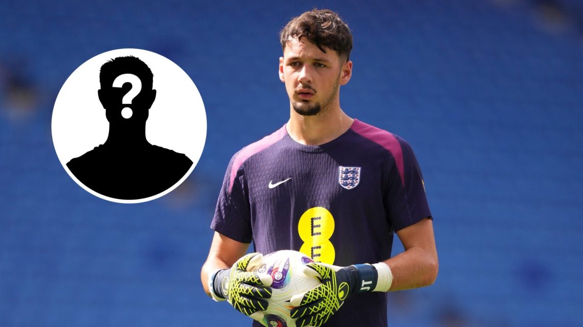 Manchester City goalkeeper James Trafford with inset of mystery silhouette