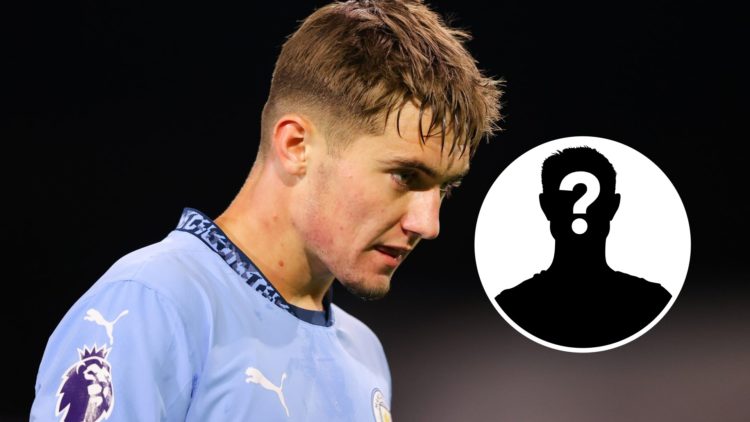 Jacob Wright in action for Man City's under 21s (main image) mystery player inset (bottom left corner)
