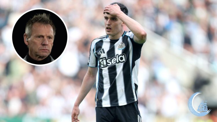 Newcastle United defender Tino Livramento with inset of Manchester City cult hero Stuart Pearce