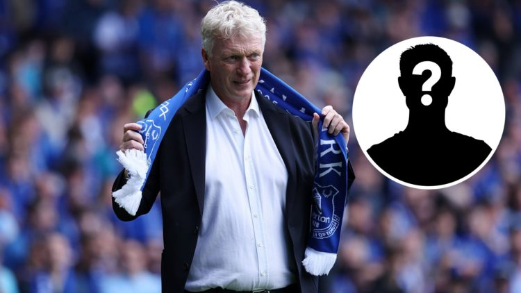 David Moyes with an Everton scarf around his neck (main image) mystery player inset (middle right)