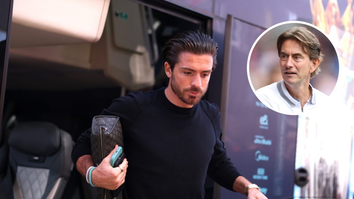Manchester City winger Jack Grealish with inset of Tottenham Hotspur manager Thomas Frank