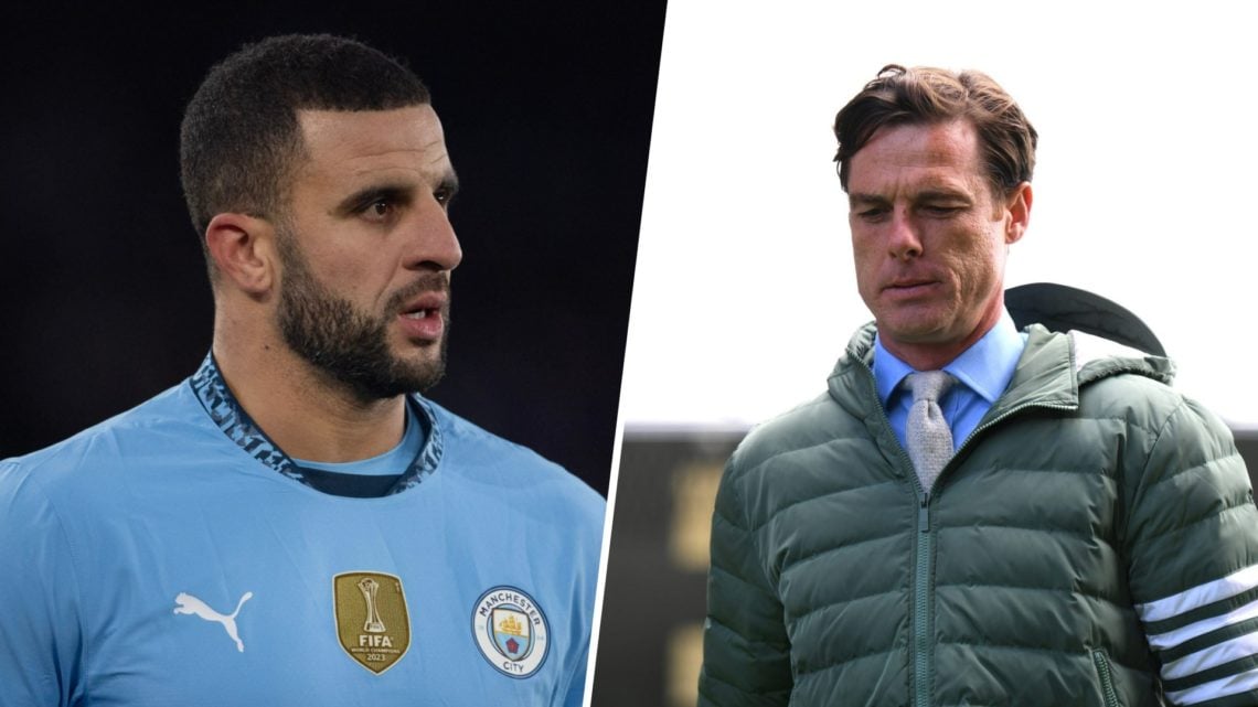 Split image - Kyle Walker in action for Man City (left) Scott Parker walking off the pitch (right)