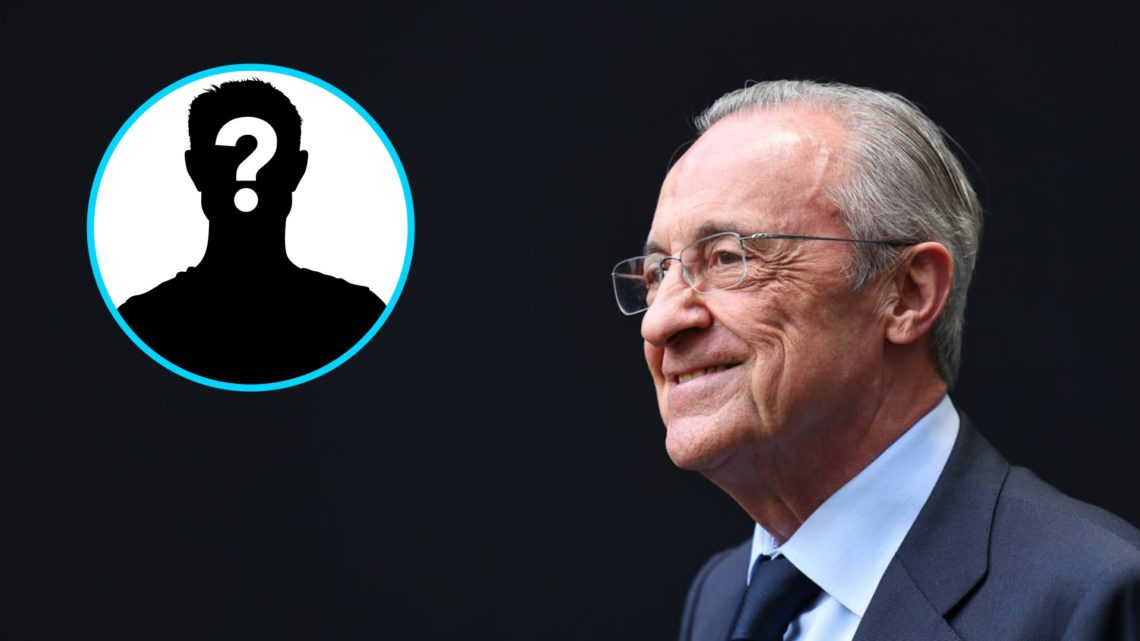 Real Madrid president Florentino Perez smiles (right), mystery player (inset)