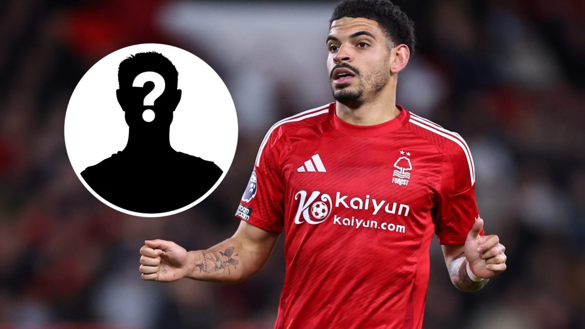 Morgan Gibbs-White in action for Nottingham Forest (main image) mystery player inset (top left corner)