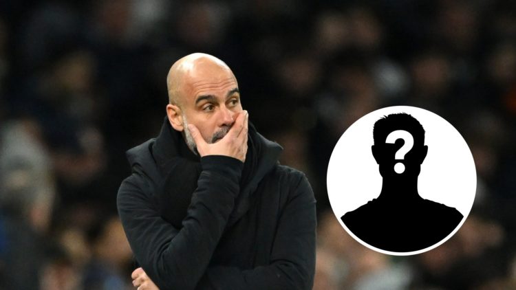 Pep Guardiola thinks during a Man City match (main image) mystery player inset (bottom right corner)