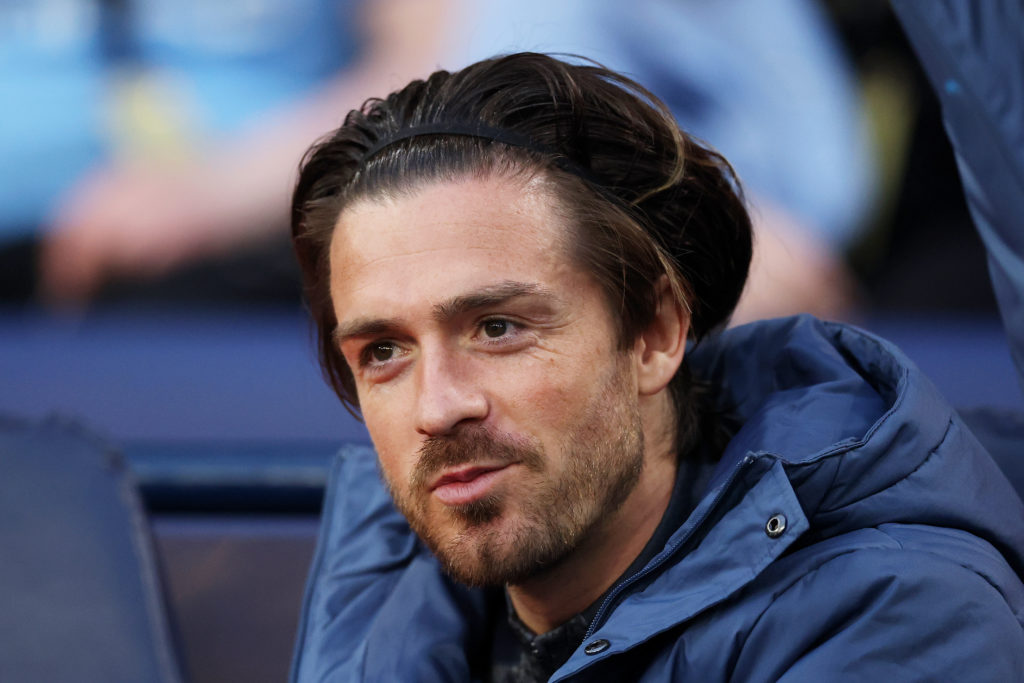 Jack Grealish looks on before a Premier League clash between Manchester City and Aston Villa