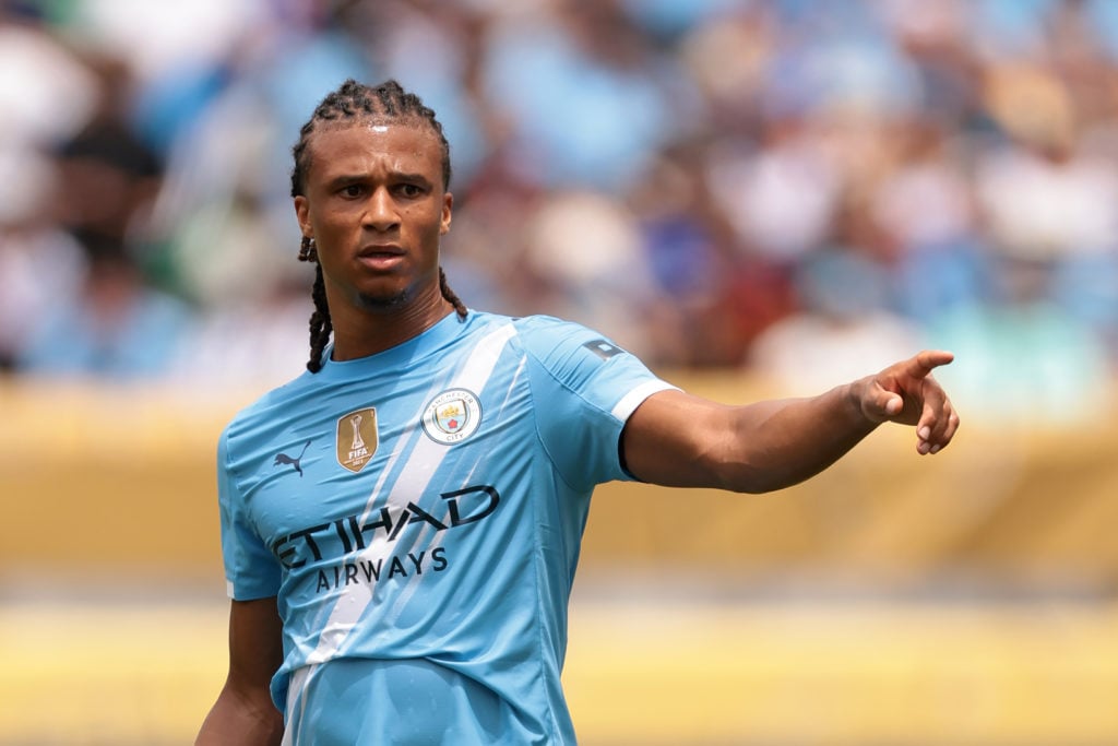 Nathan Ake pointing during Manchester City FC v Wydad