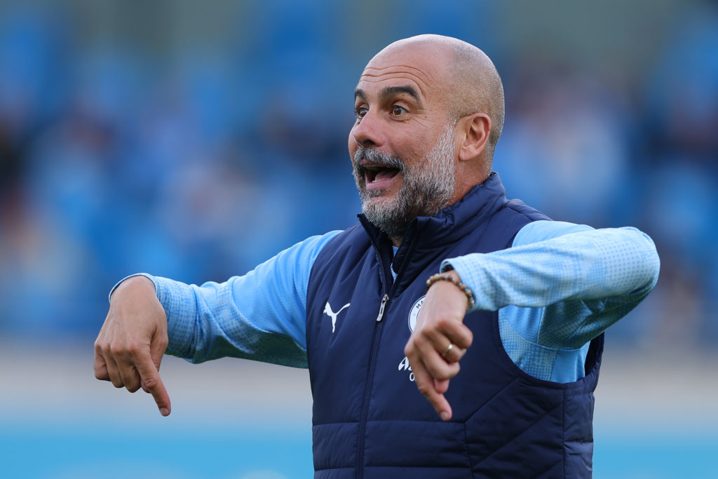 Pep Guardiola during Manchester City training session.