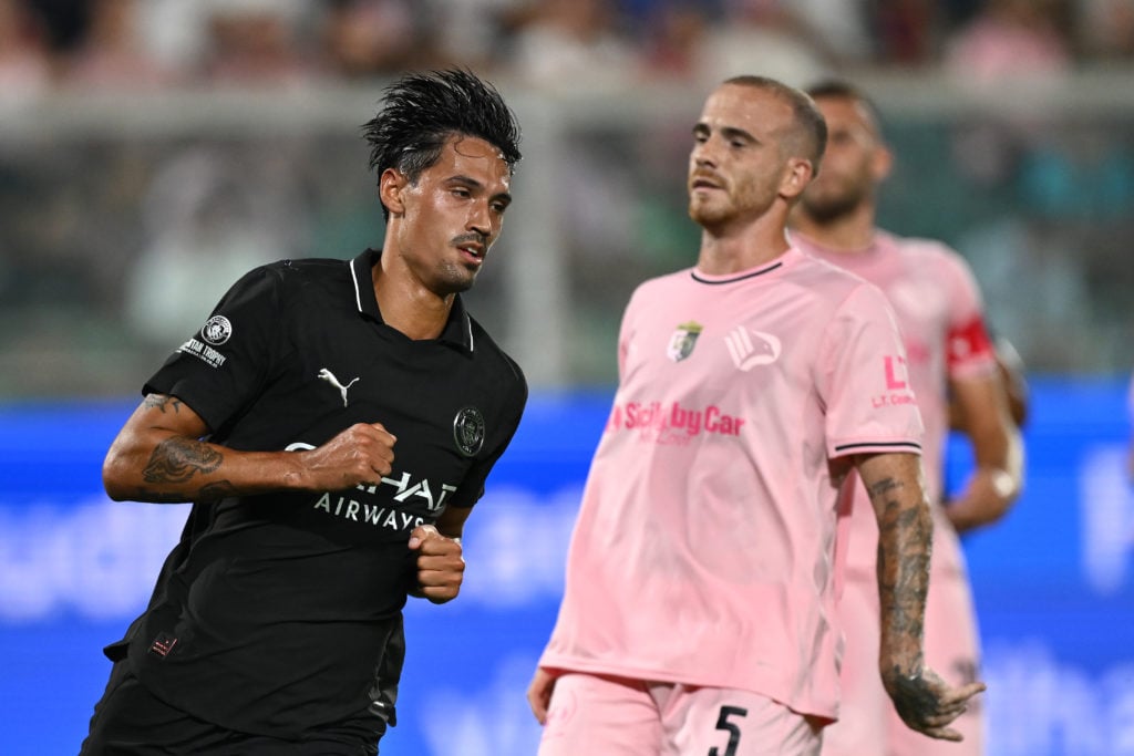 Tjjjani Reijnders reacts after scoring for Manchester City against Palermo