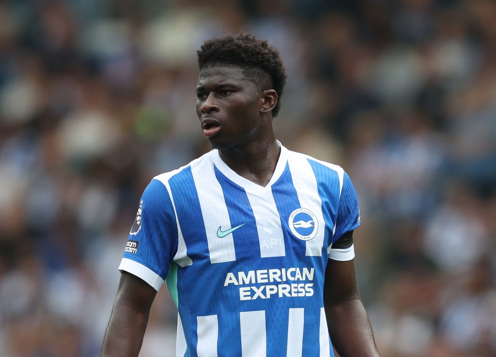 Carlos Baleba playing for Brighton.