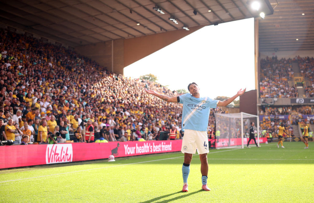 Tijjani Reijnders celebrates his goal for Man City vs Wolverhampton Wanderers.