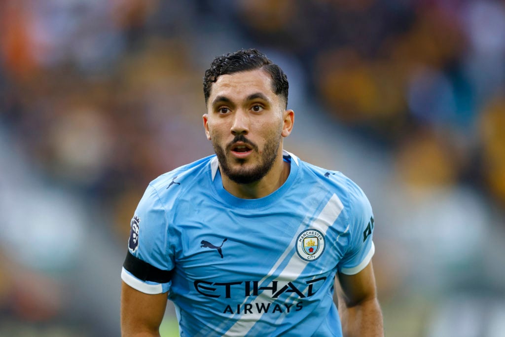 Rayan Cherki in action for Manchester City during a Premier League clash against Wolves.