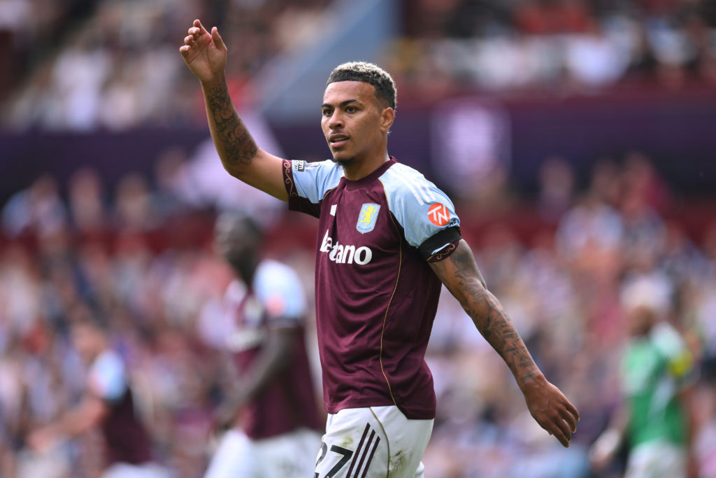 Morgan Rogers in action during Aston Villa v Newcastle United
