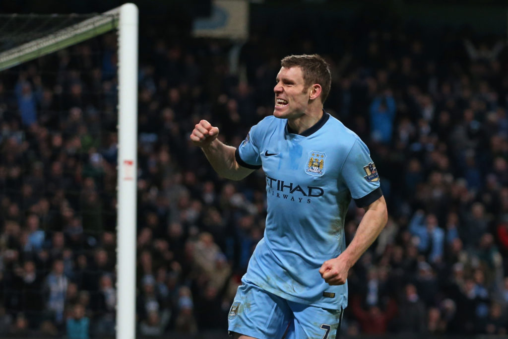 James Milner celebrates a goal for Manchester City v Sheffield Wednesday.