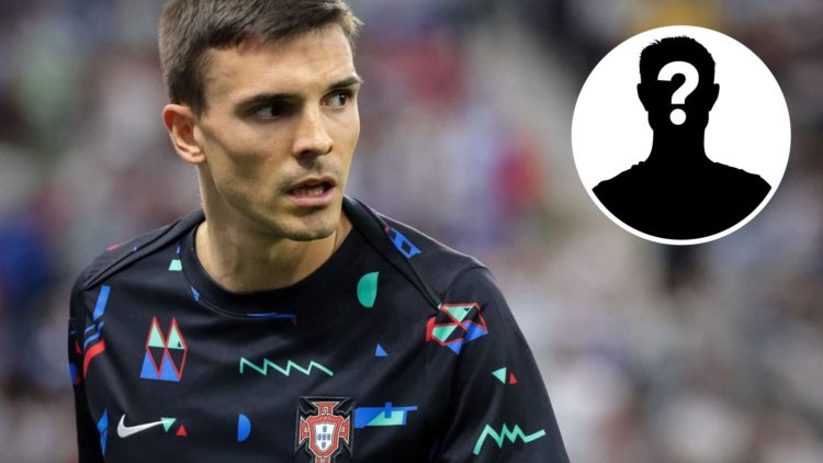 Portugal's Joao Palhinha looking on (main image) with inset of mystery player (top right corner)