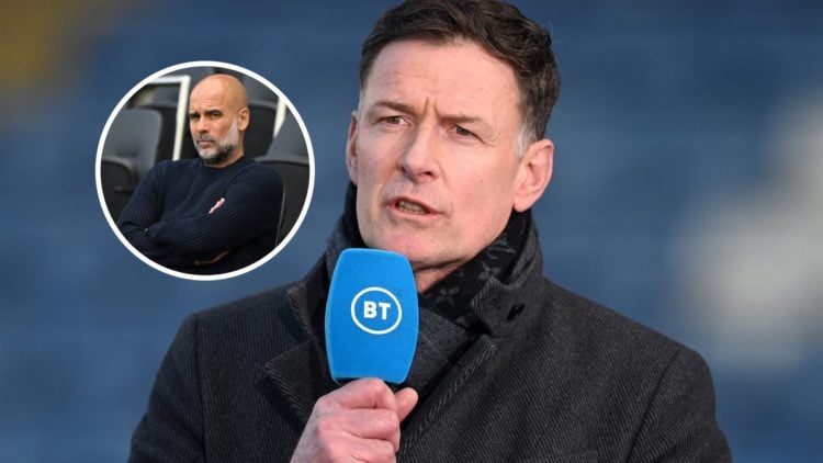 Chris Sutton with inset of Manchester City manager Pep Guardiola