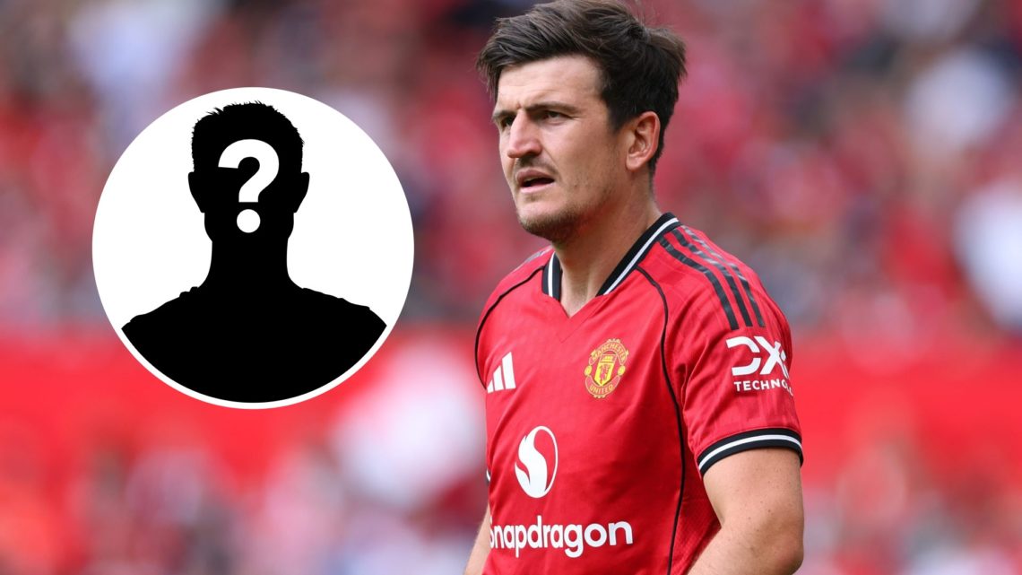 Harry Maguire in action for Man United (main image) mystery player inset (top left corner)