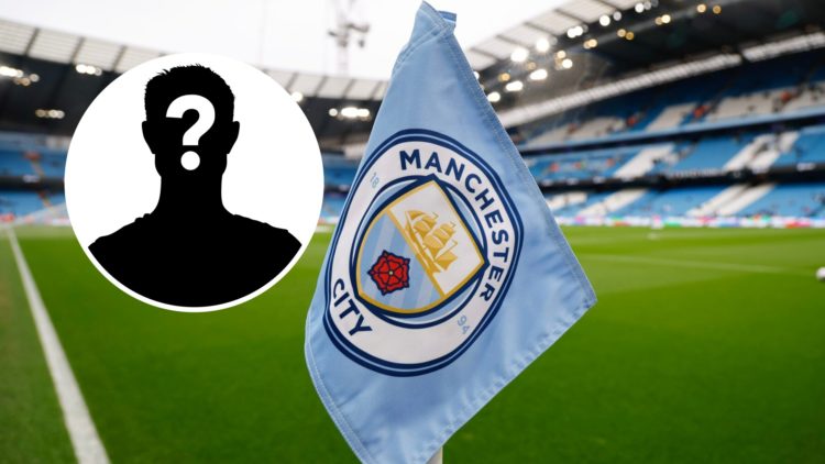 Man City corner flag (main image) mystery player inset (top left corner)