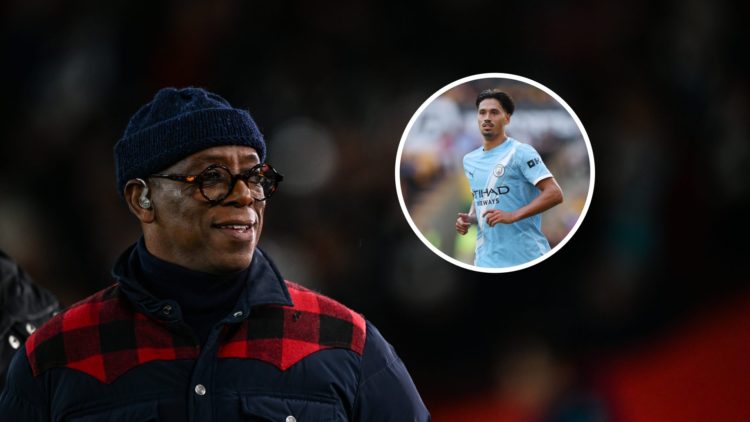 Ian Wright with inset of Manchester City midfielder Tijjani Reijnders