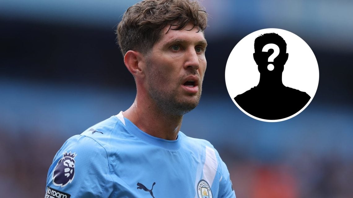 John Stones in action for Manchester City against Tottenham, mystery figure inset