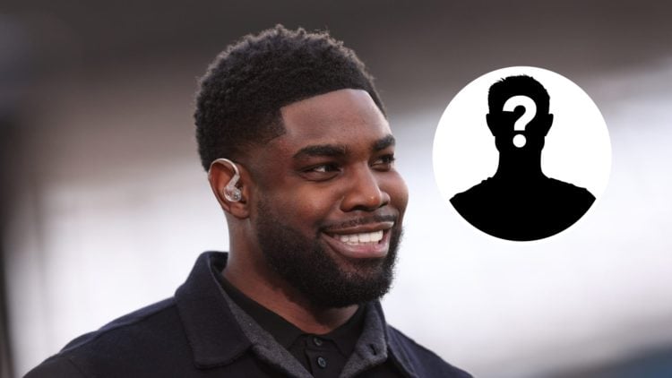 Micah Richards with a smile on his face (main image) mystery player inset (top right corner)