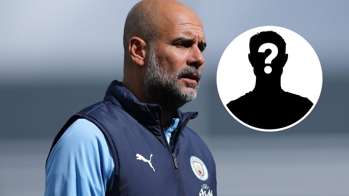 Pep Guardiola during Man City training (main image) mystery player inset (top right corner)