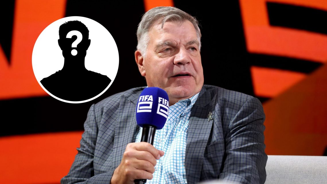 Sam Allardyce speaking at a FIFA event (main image) mystery player inset (top left corner)