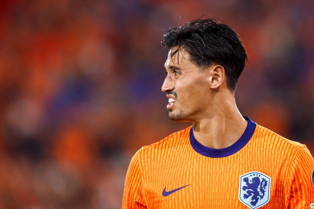 Tijjani Reijnders in action for the Netherlands v Poland.