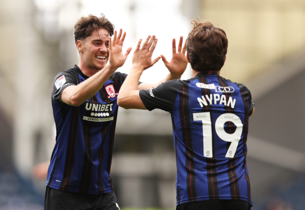 Hayden Hackney and Sverre Nypan celebrate during Preston North End v Middlesbrough