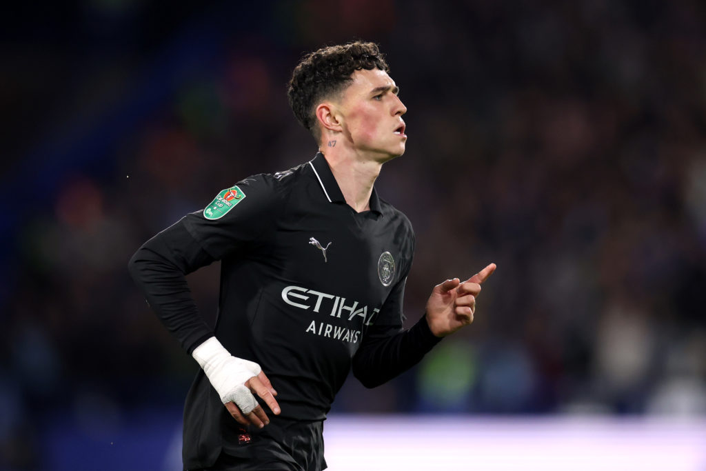 Phil Foden in action during Huddersfield Town v Manchester City.