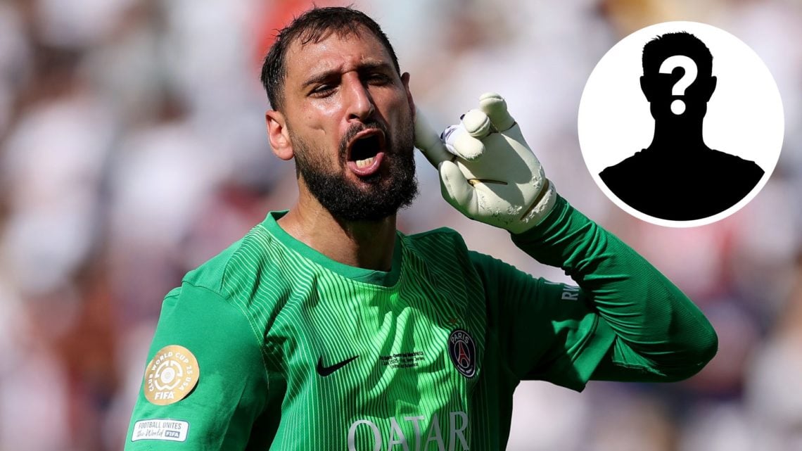 Gianluigi Donnarumma in action for Paris Saint-Germain (main image) with inset of mystery player (top right corner)