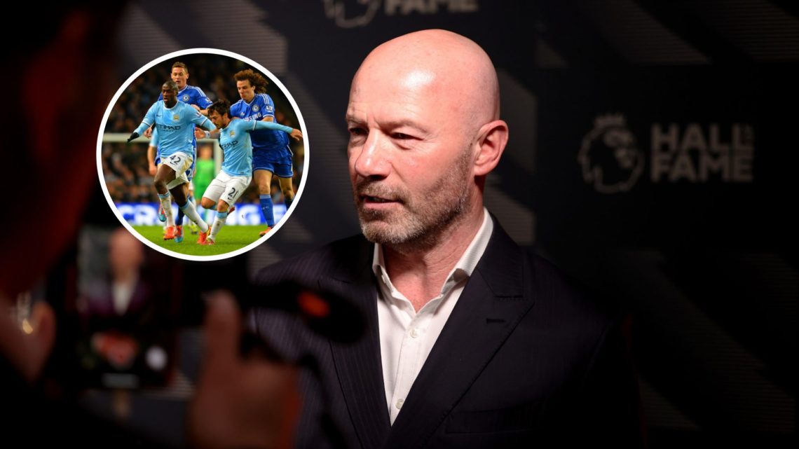 Alan Shearer with inset of Manchester City duo Yaya Toure and David Silva