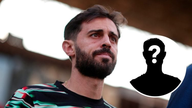Close up of Bernardo Silva before a Portugal match (main image) mystery player inset (bottom right corner)