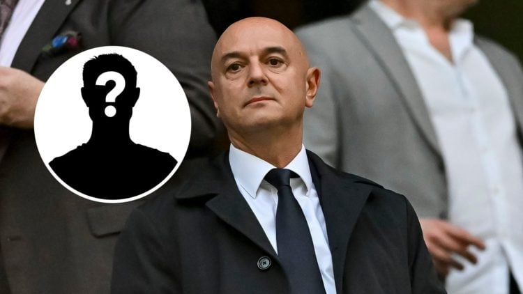Daniel Levy watching a Tottenham match (main image) mystery player inset (top left corner)