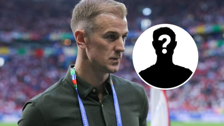 Joe Hart working as a pundit at EURO 2024 (main image) mystery player inset (top right corner)