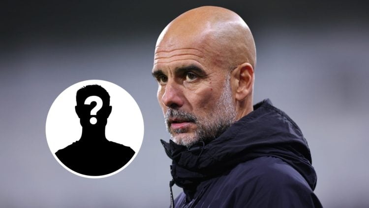 Pep Guardiola focused on a Man City match (main image) mystery player inset (bottom left corner)