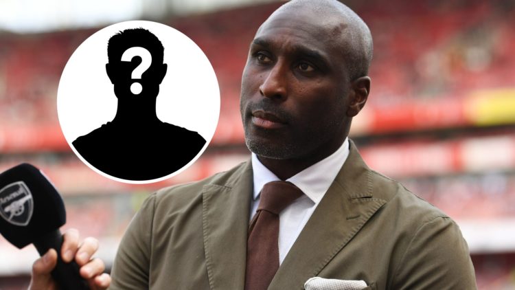 Sol Campbell getting interviewed (main image) mystery player inset (top left corner)