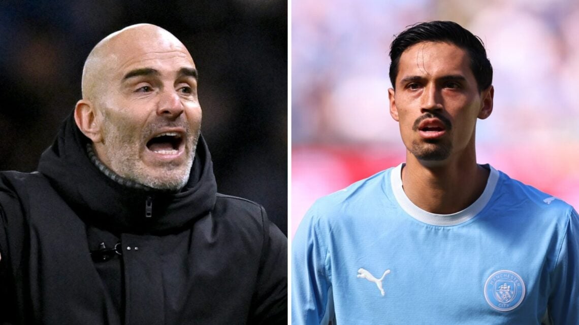 Enzo Maresca barking orders (left), Tijjani Reijnders playing for Manchester City (right)