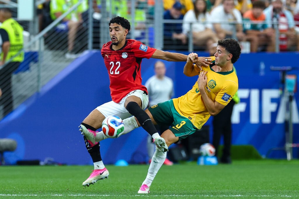 Omar Marmoush playing for Egypt.
