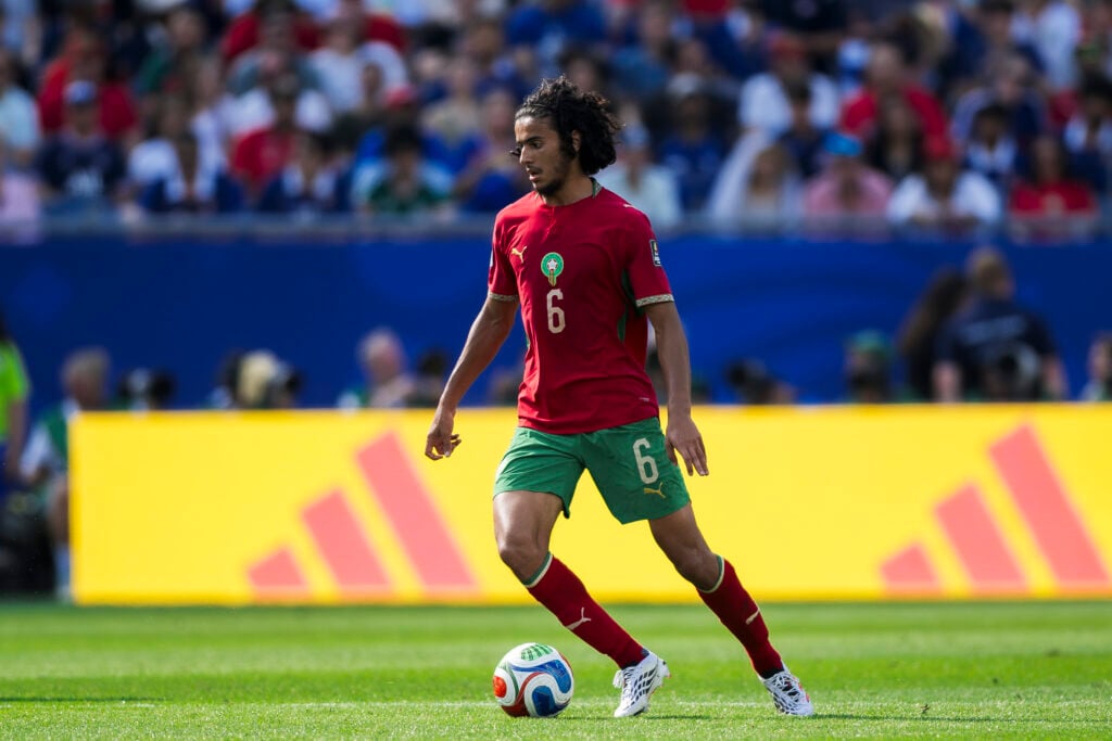 Ayyoub Bouaddi playing for Morocco.