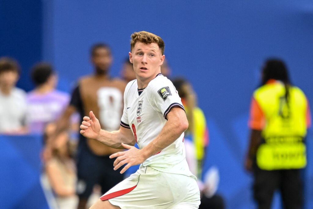 Elliot Anderson playing against Norway.